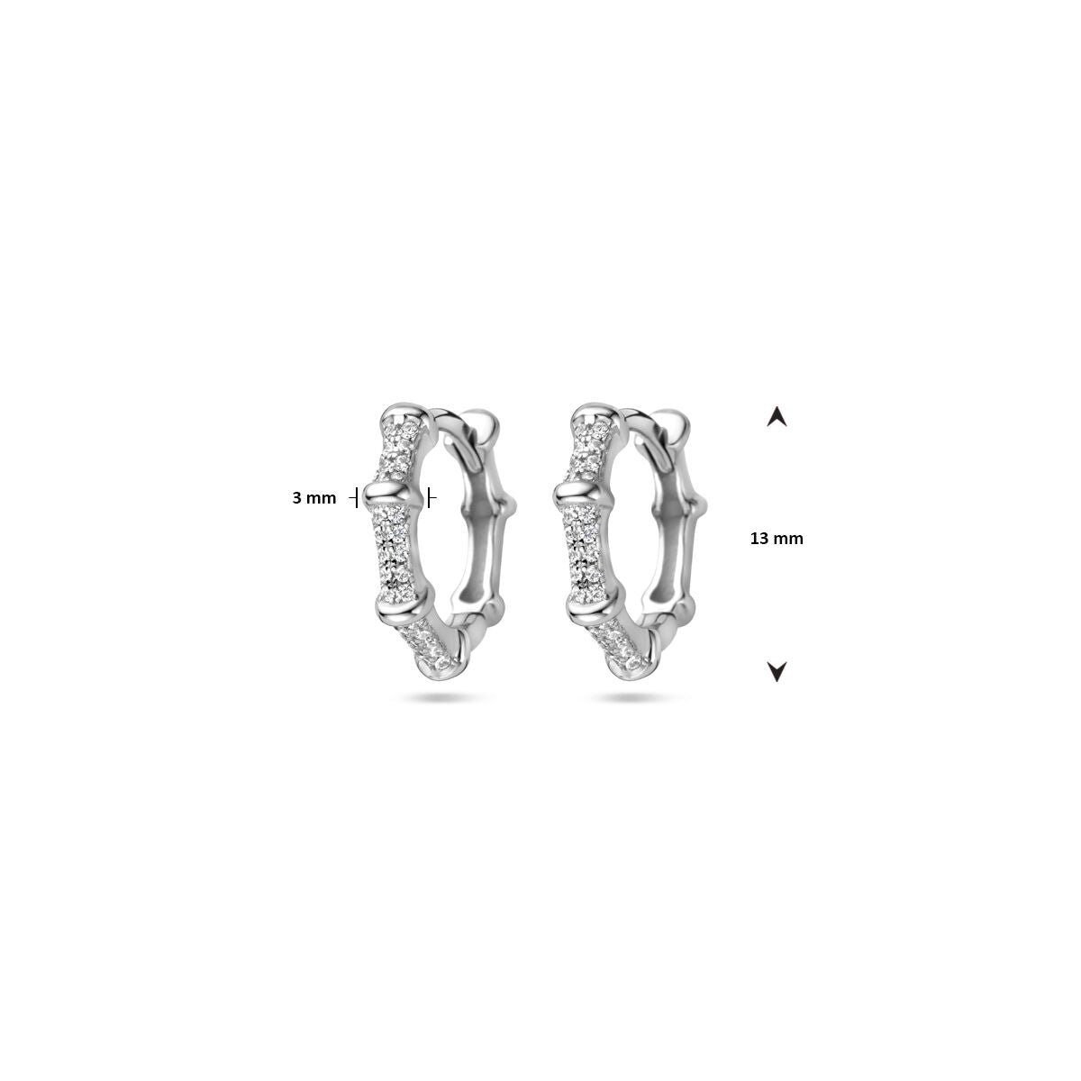 Klappohrringe Zirkonia 13 mm rhodiniertes Silber