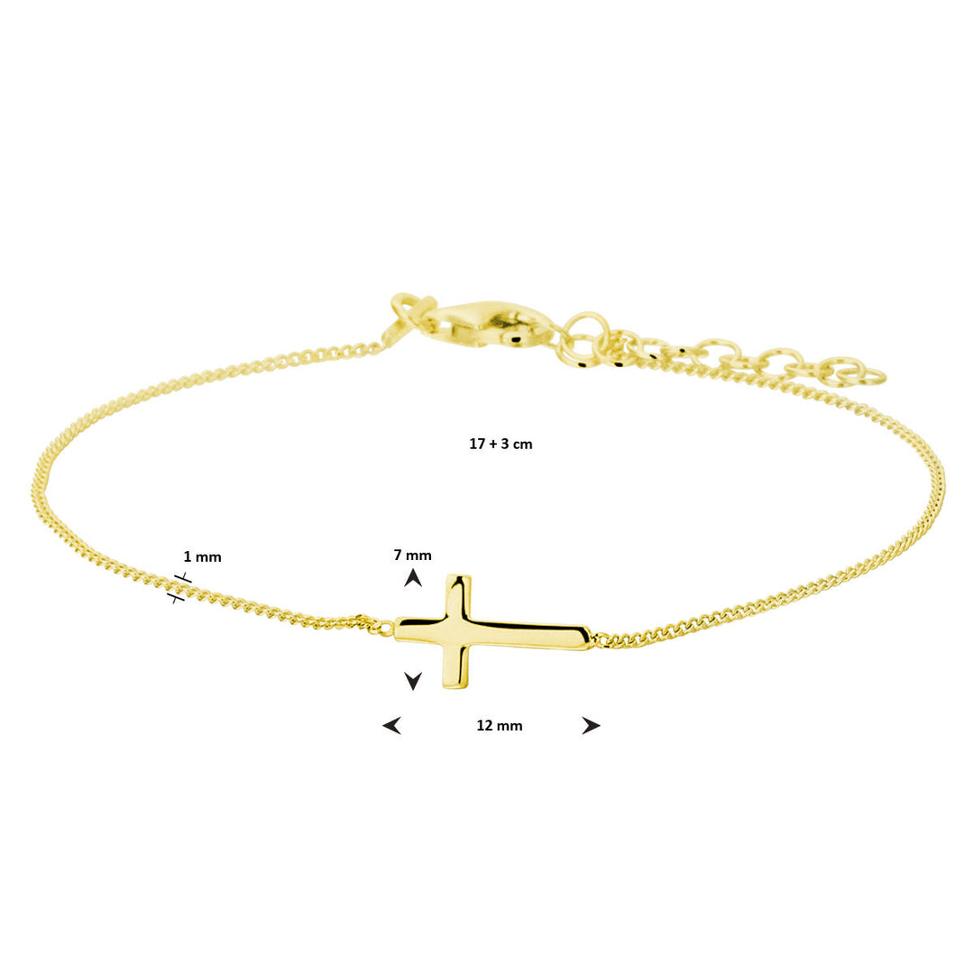 Armband Kreuz 17 + 3 cm 3 Mikron Silber vergoldet (gelb)