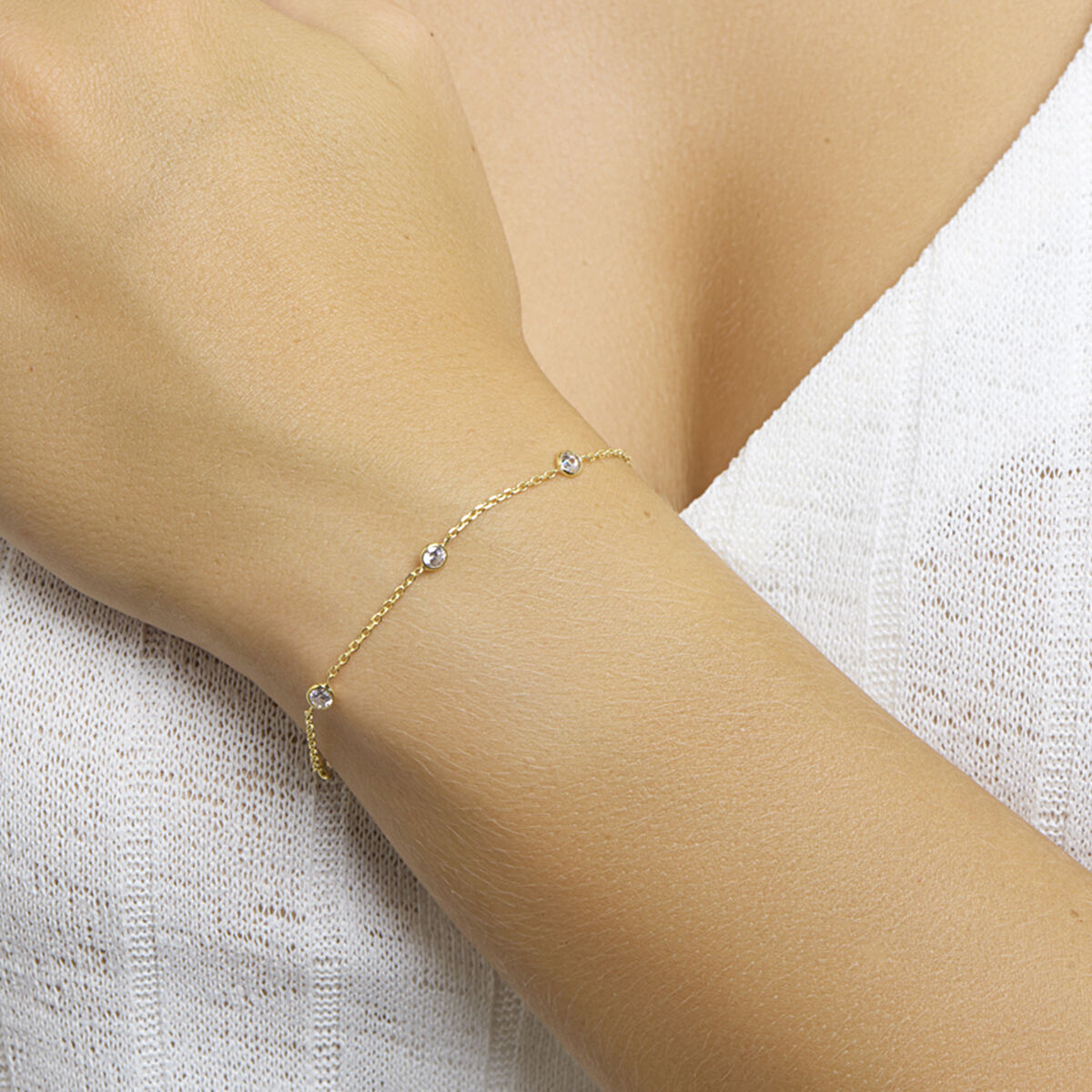 Vergoldetes Silberarmband mit Zirkonia – 925 Silber