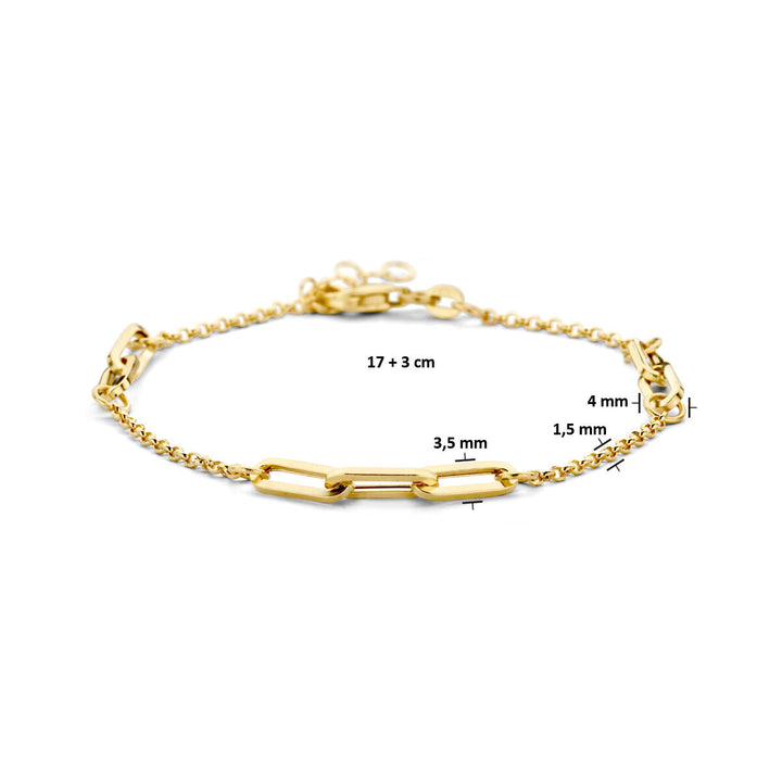 Goldarmband Damen Jasseron und Büroklammer 14K
