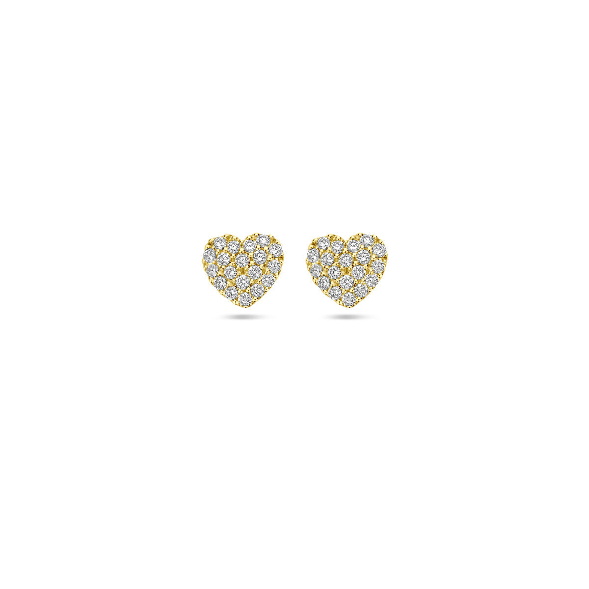 Ohrstecker in Herzform aus 14K Gelbgold mit 0,18 ct Diamanten (2x 0,09 ct) und 5,5 mm Durchmesser