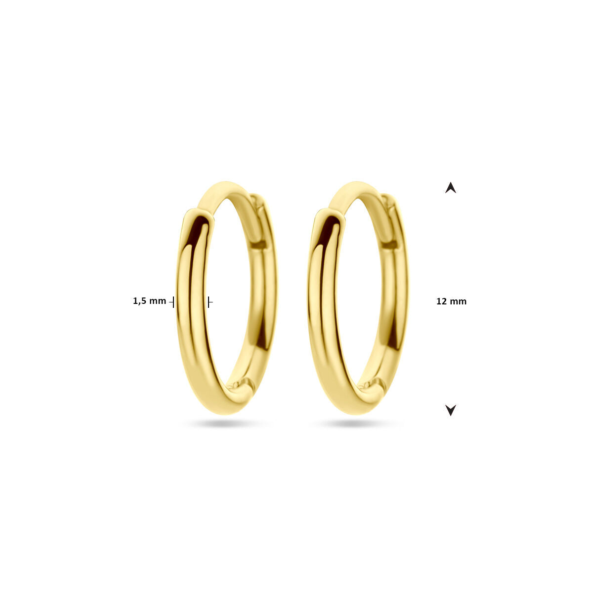 Ohrhänger, 1,5 mm rundes Rohr, 14 Karat Gelbgold