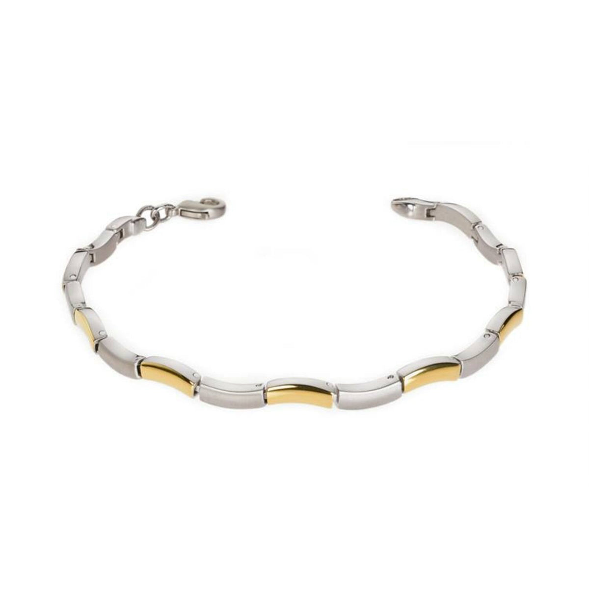 Bicolor Titanium-Armband mit silbernen und goldenen Elementen in geschwungener Form