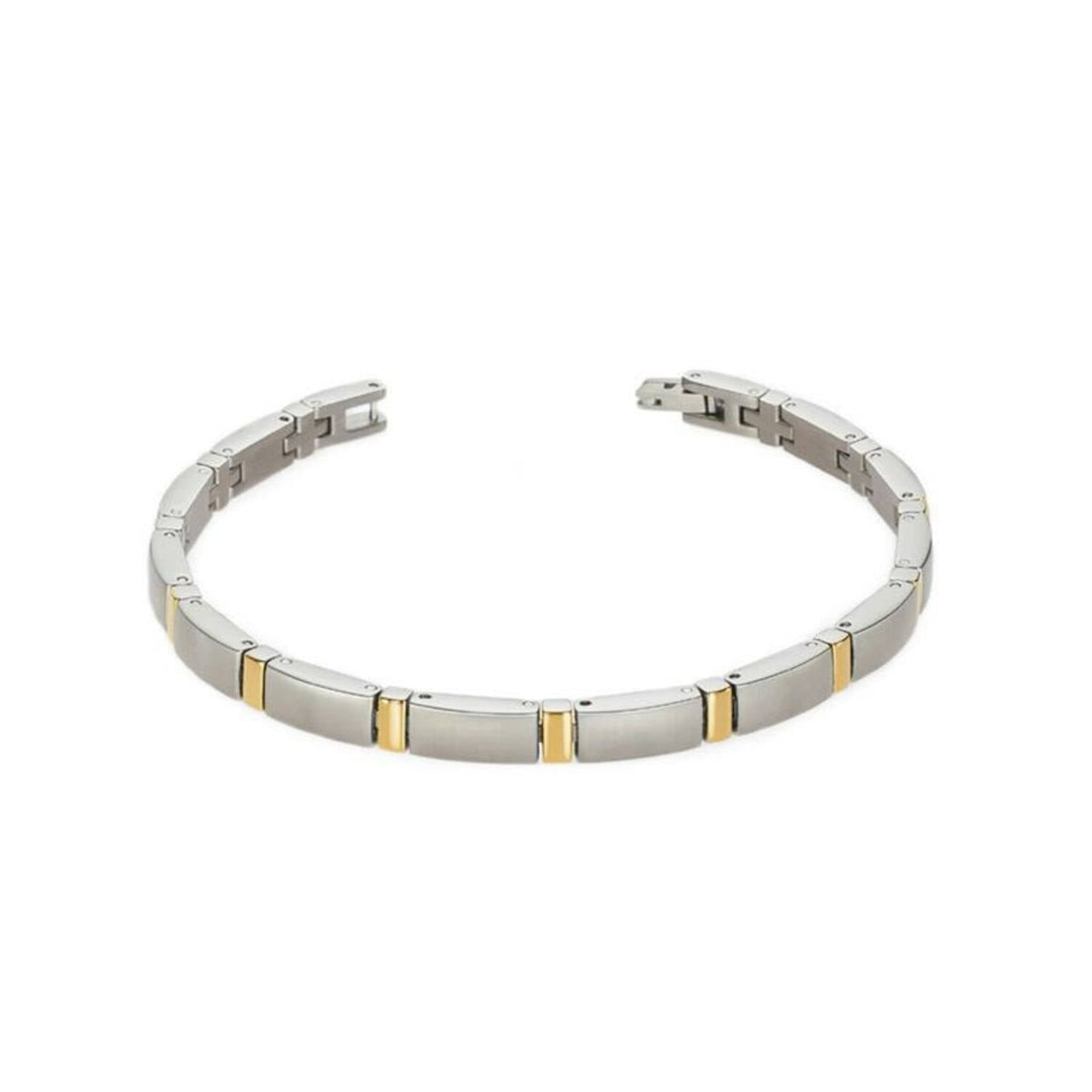Bicolor Armband aus Titan mit silbernen und goldenen Elementen in rechteckiger Form