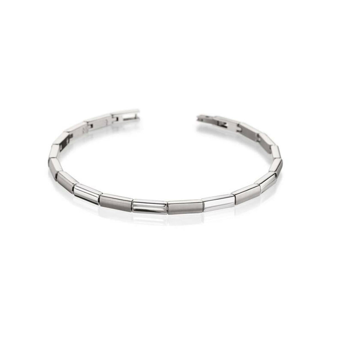 Titanium Armband mit silbernem, glänzendem Finish und rechteckigen Elementen