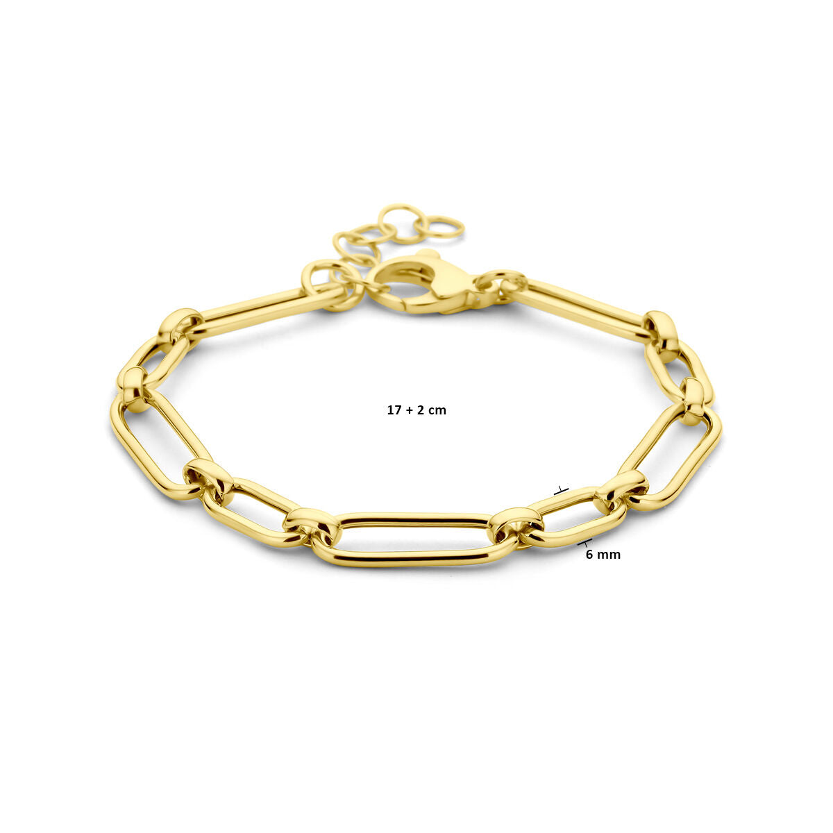 Armband 6,0 ​​mm 17 + 2 cm 3 Mikron Silber vergoldet (gelb)