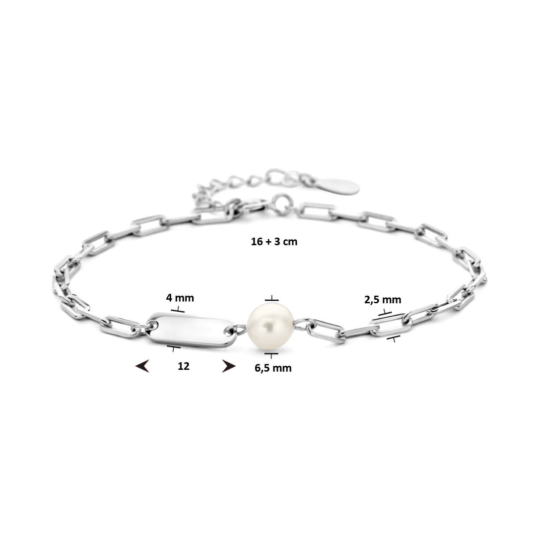 Gravurarmband Perlplättchen 4,0 mm Silber rhodiniert