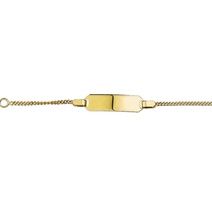 Gravierte Gourmet-Armband aus Gold mit flacher Plakette und Kettenarmband, 5 mm breit
