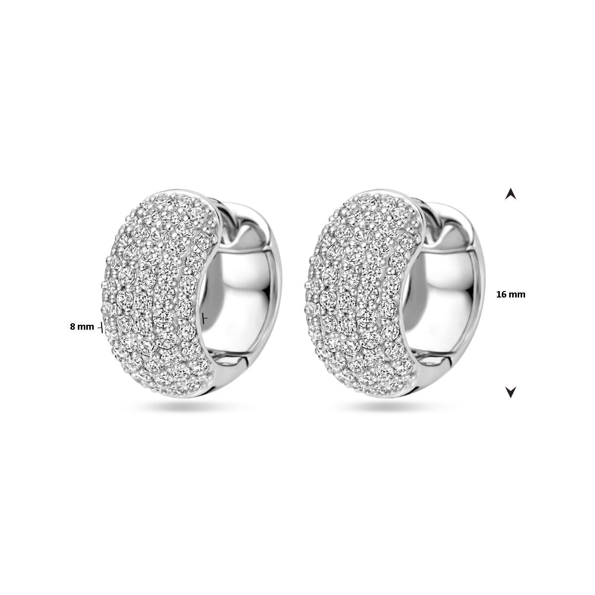 Klappcreolen Zirkonia 16 mm Silber rhodiniert