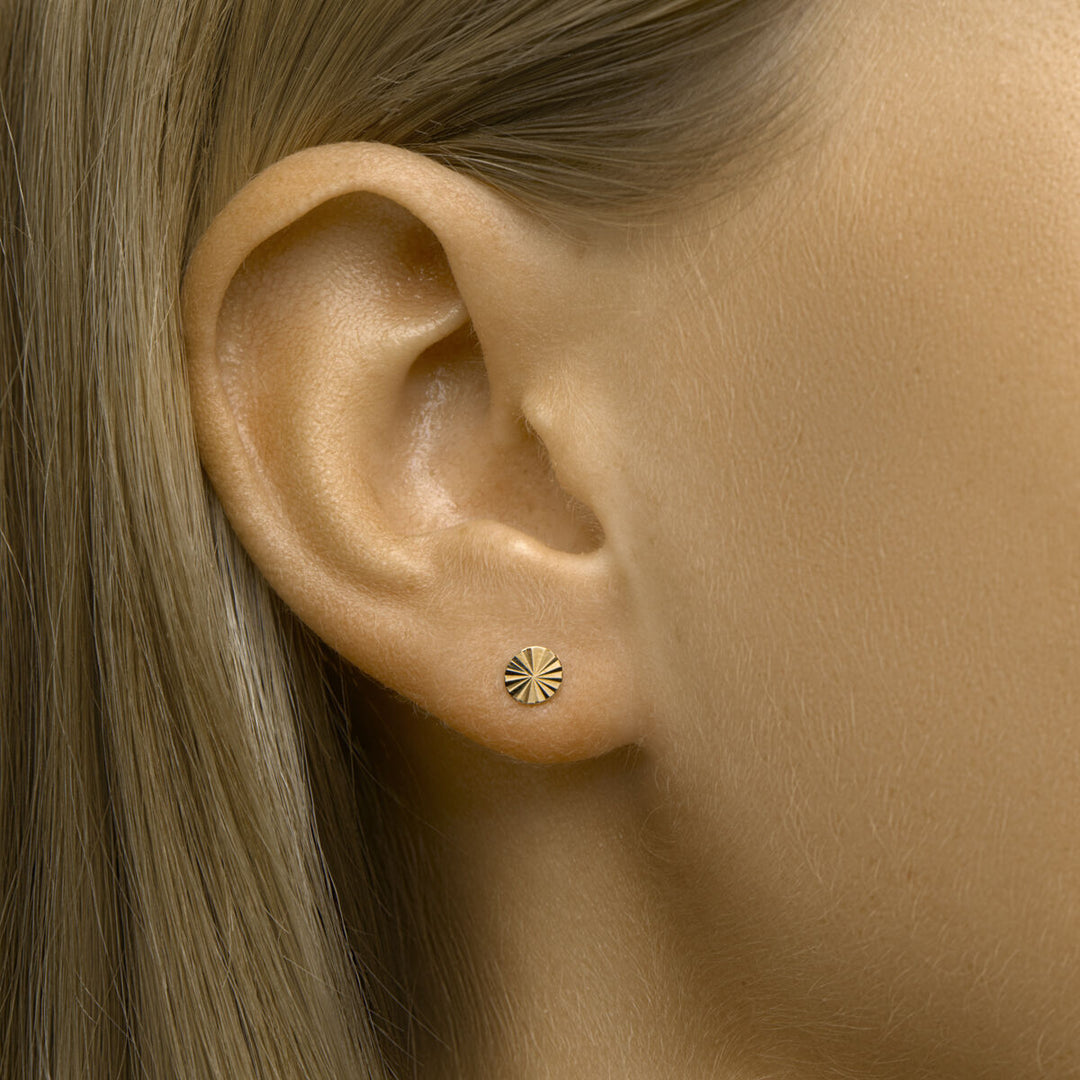 Ohrstecker rund diamantiert 14K Gelbgold