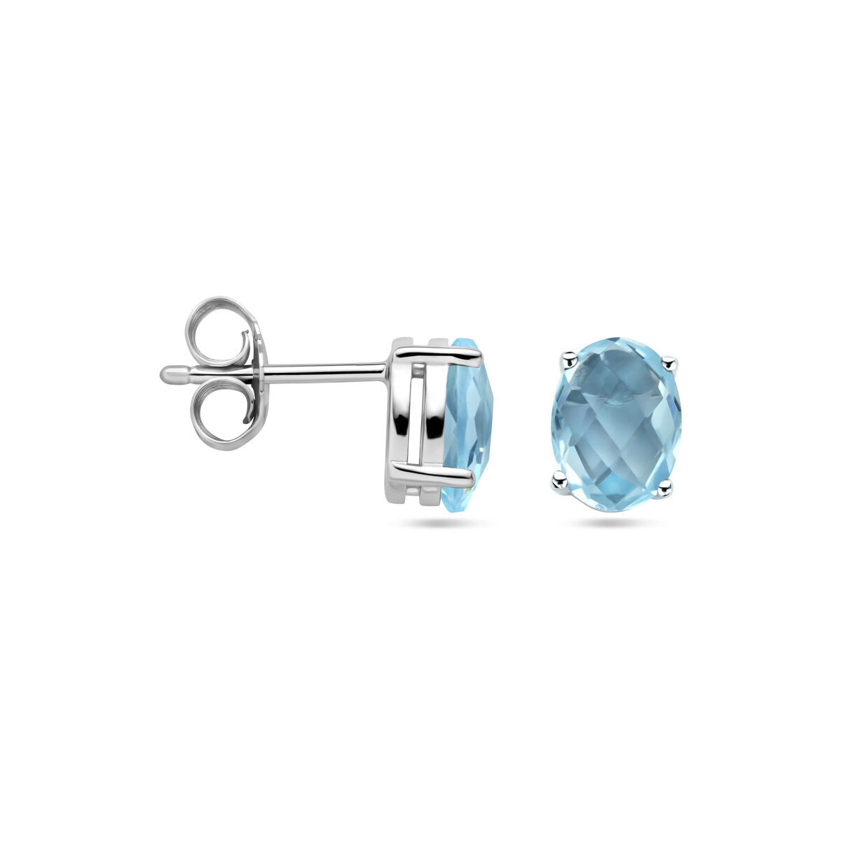 Ohrstecker Blautopas Silber rhodiniert