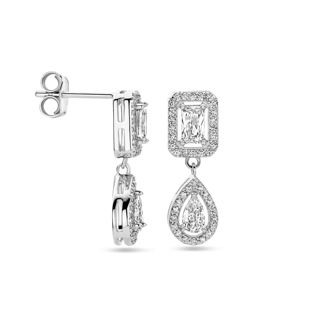 Ohrhänger Zirkonia 20 mm rhodiniertes Silber