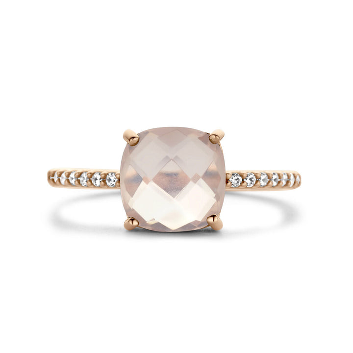 Ring Rosenquarz und Zirkonia 14K Roségold