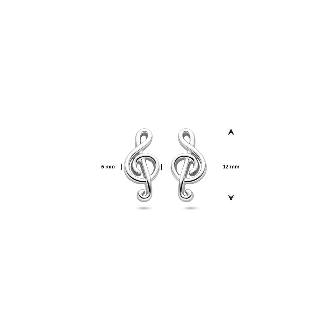 oorknoppen muzieknoot 12 mm zilver gerhodineerd