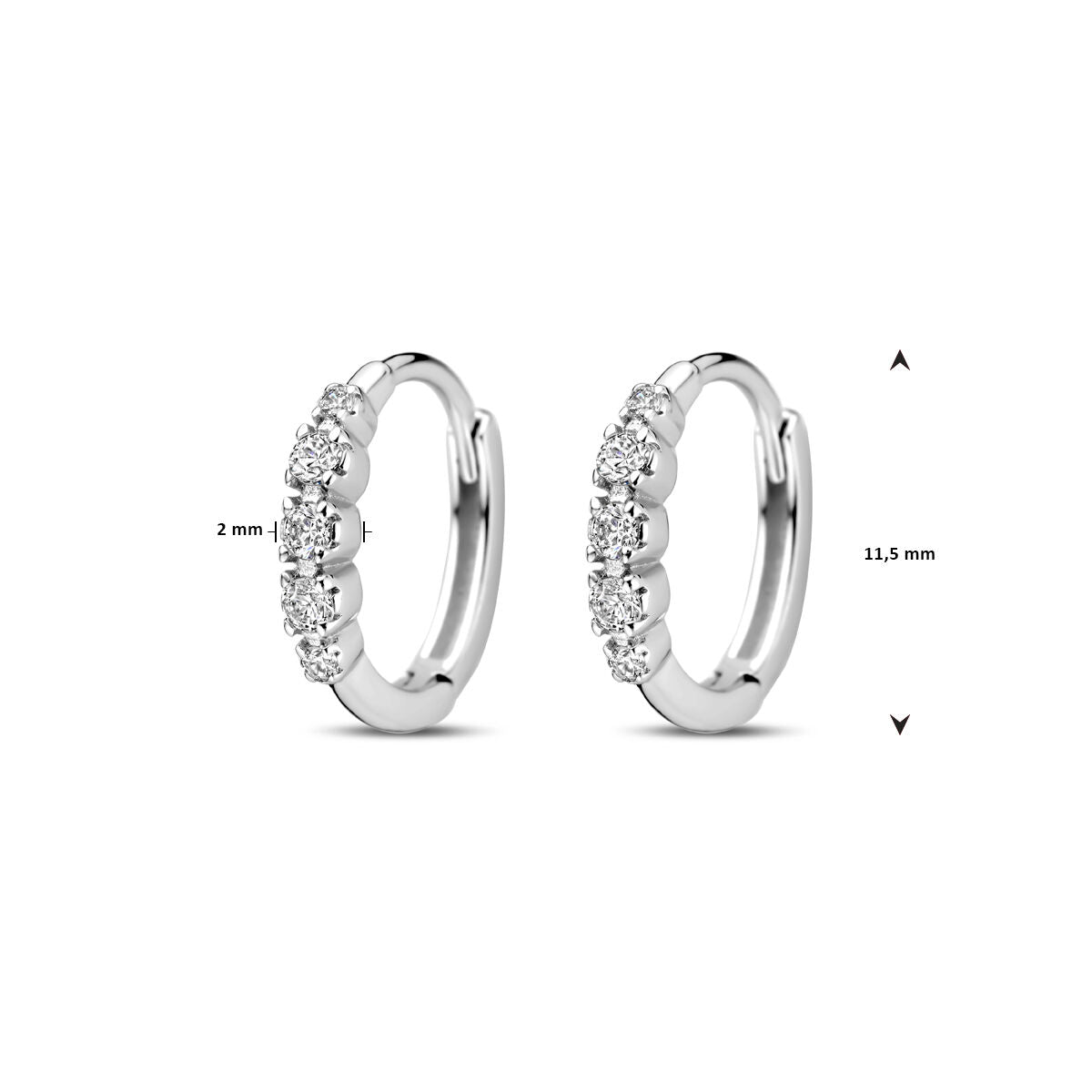 Klappcreolen Zirkonia 11,5 mm Silber rhodiniert