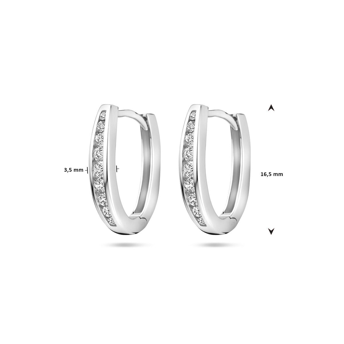 Klappcreolen Zirkonia 16,5 mm rhodiniertes Silber