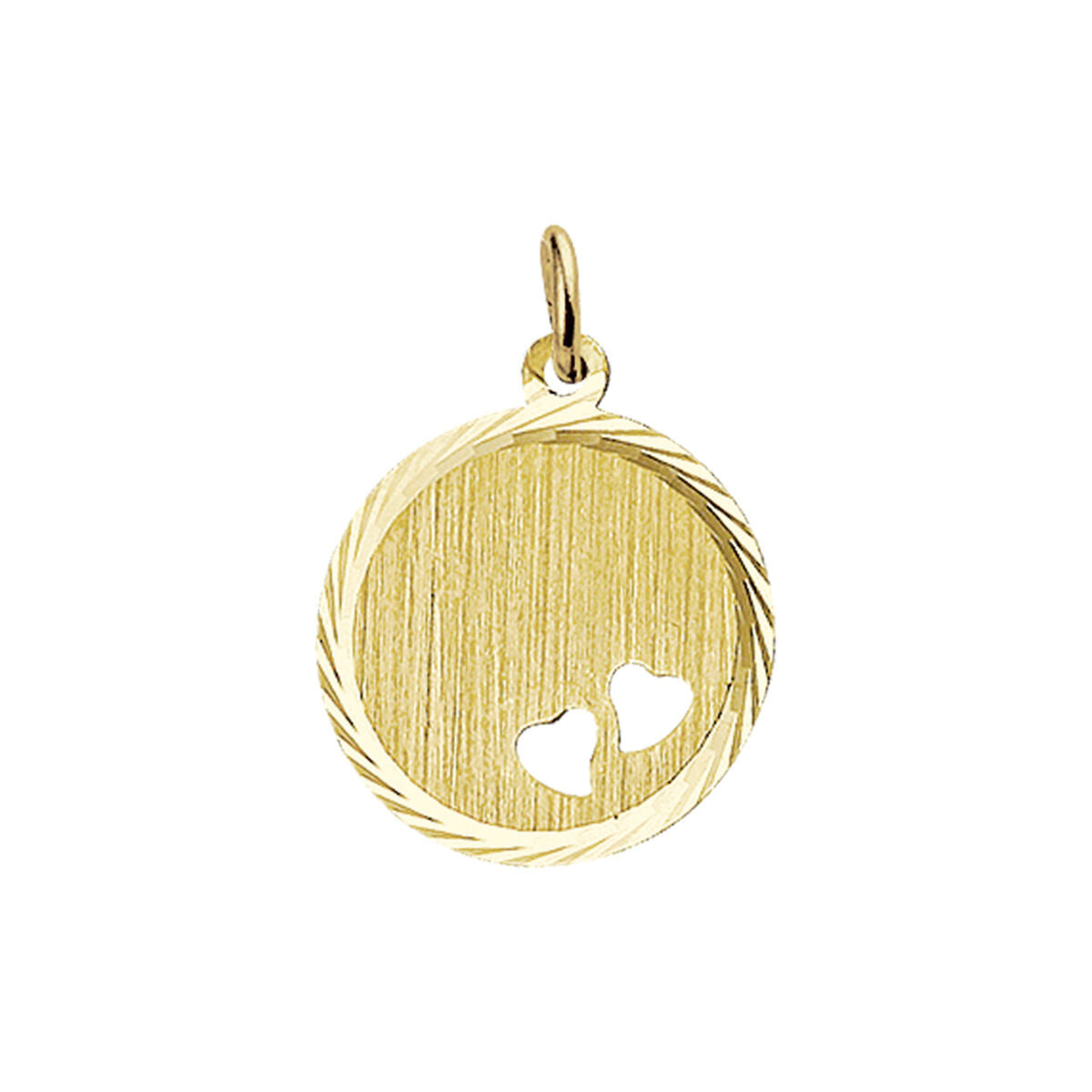 Gravuranhänger Herzen matt diamantiert 14K Gelbgold