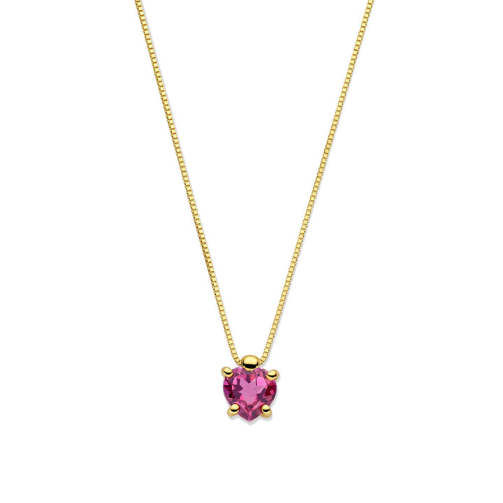 Gold Damen Halskette Herz Rhodolit 14K