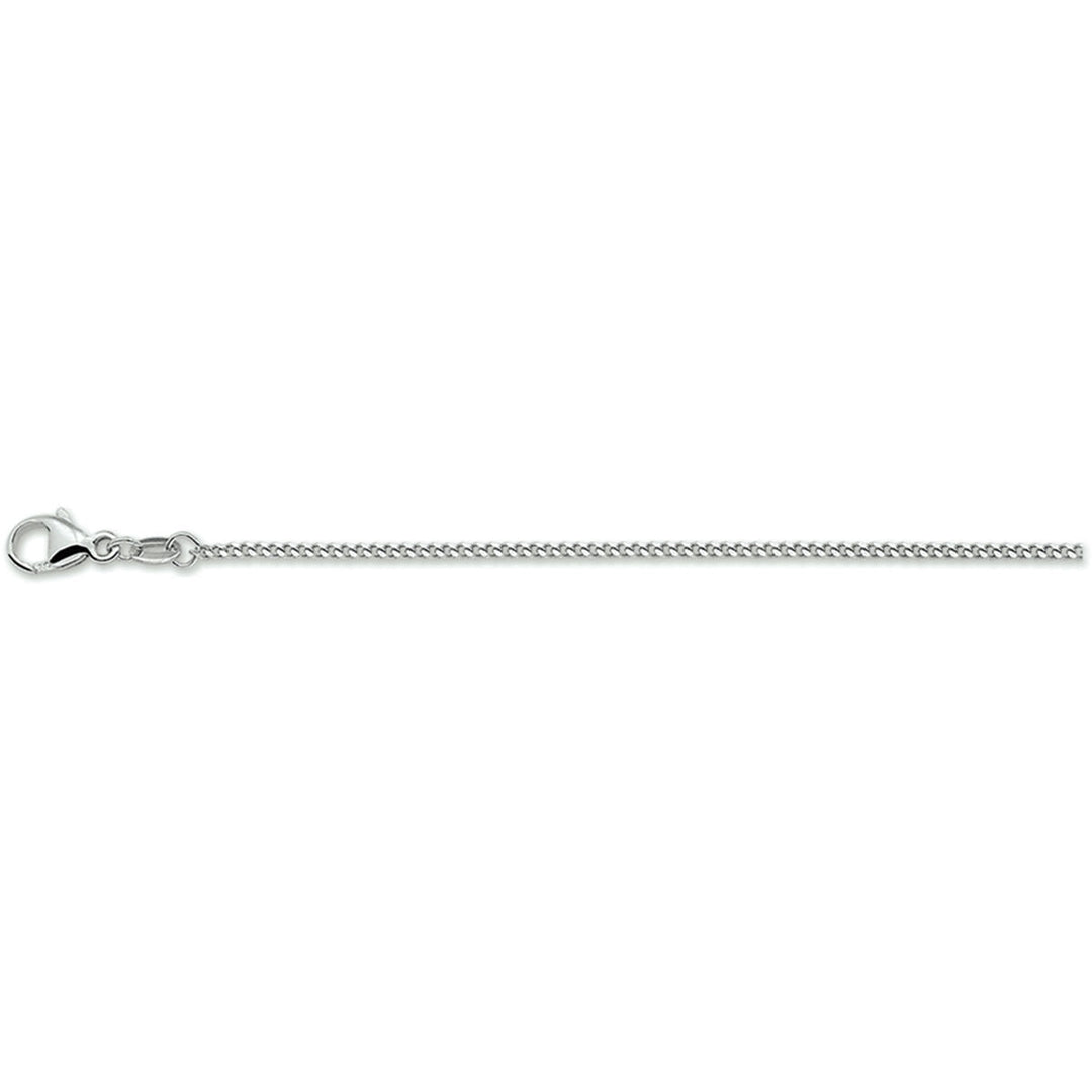 Collier aus rhodiniertem Silber mit feiner Gourmet-Kette von 1,4 mm Dicke