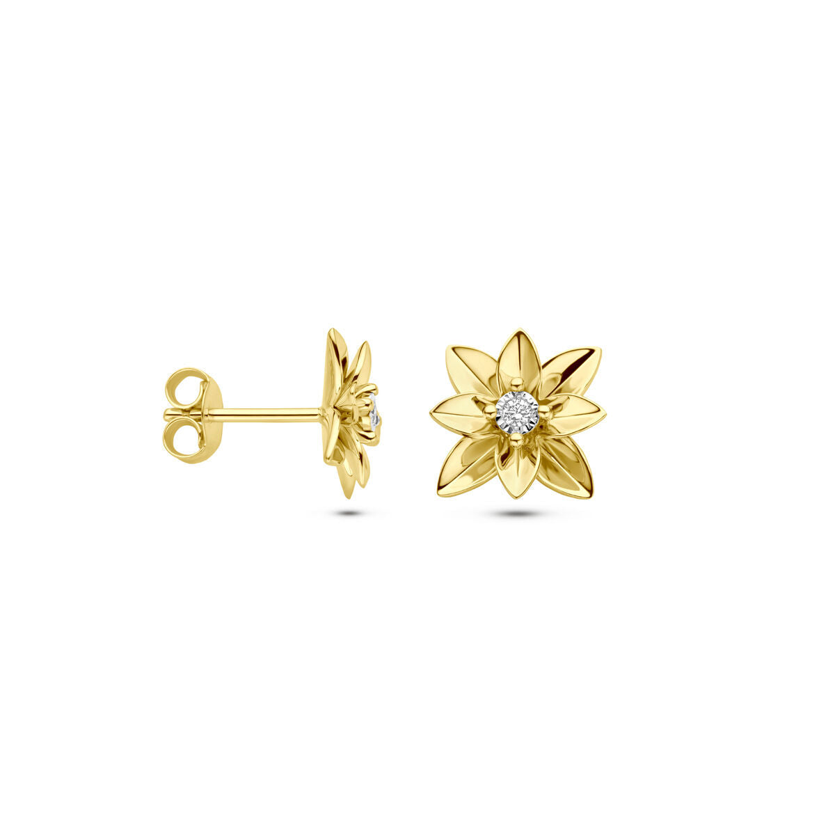 Ohrstecker Diamant 0.03ct (2x 0.015ct) H SI 12 mm 14K Bicolor Gold Gelb/Weiß