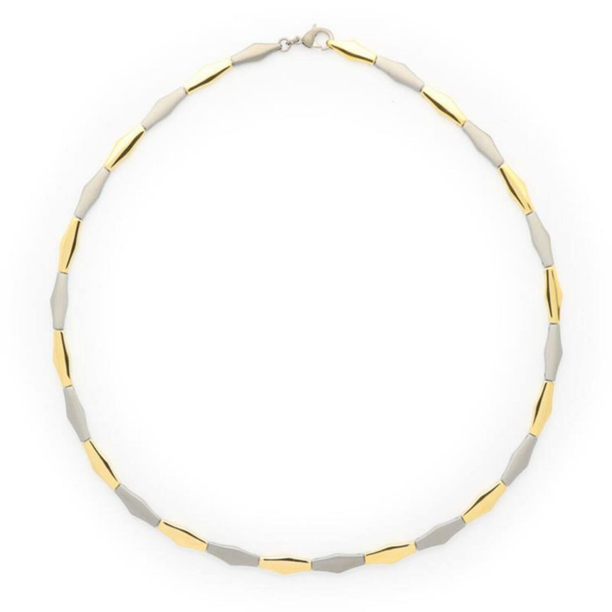 Bicolor Collier aus Titan mit alternierenden goldenen und silbernen Gliedern