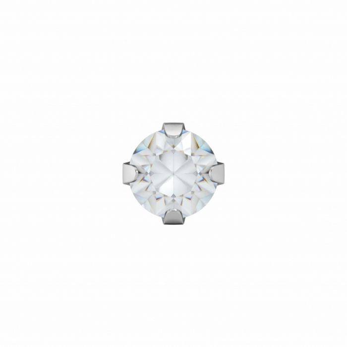 Klapp-Ohrring mit 3,0 mm weißem Chatonstein und Stahlfassung
