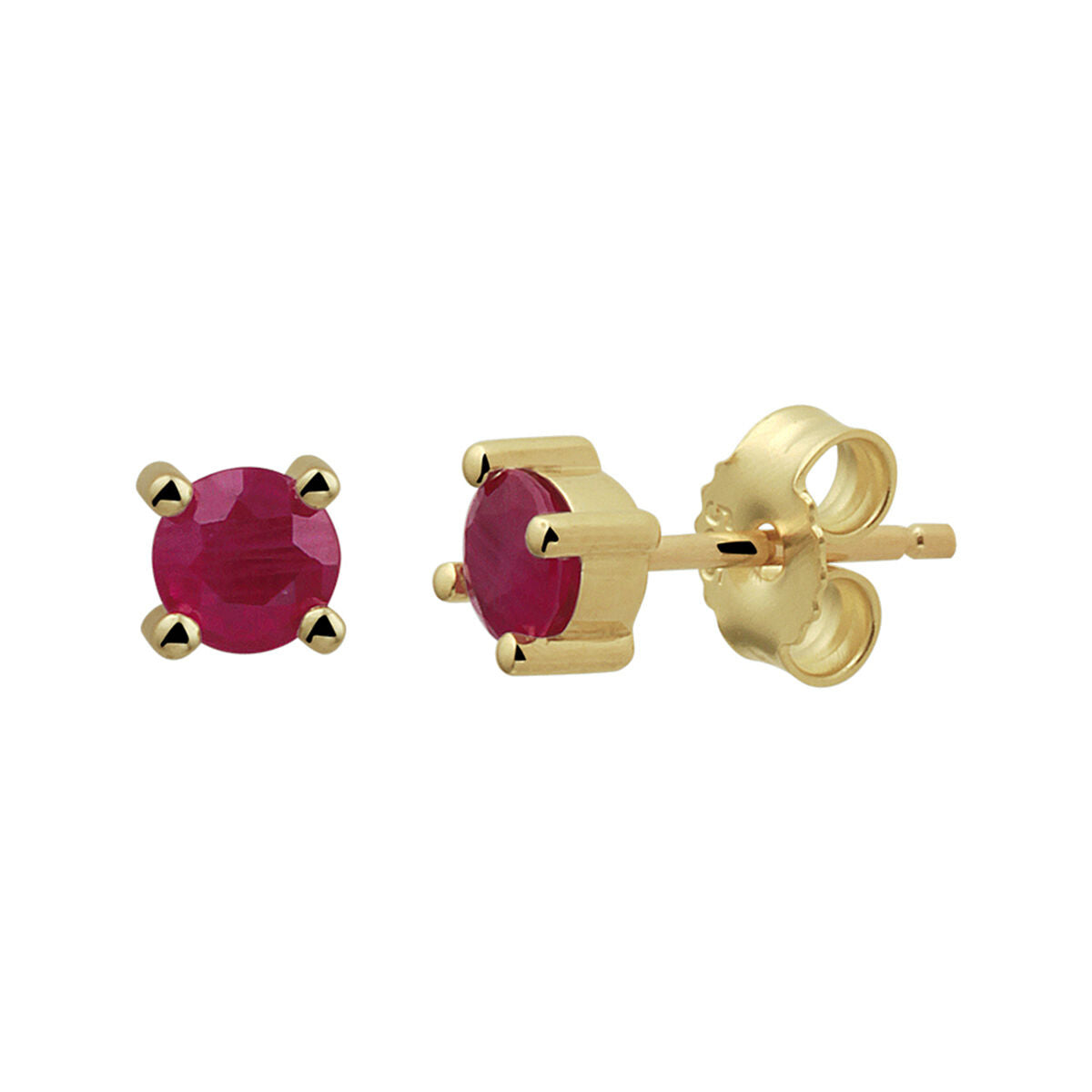 Ohrstecker aus 14K Gelbgold mit runden, facettierten Rubinen