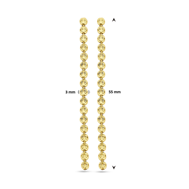 Ohrringe diamantiert 55 mm 1 Mikron Silber vergoldet (gelb)