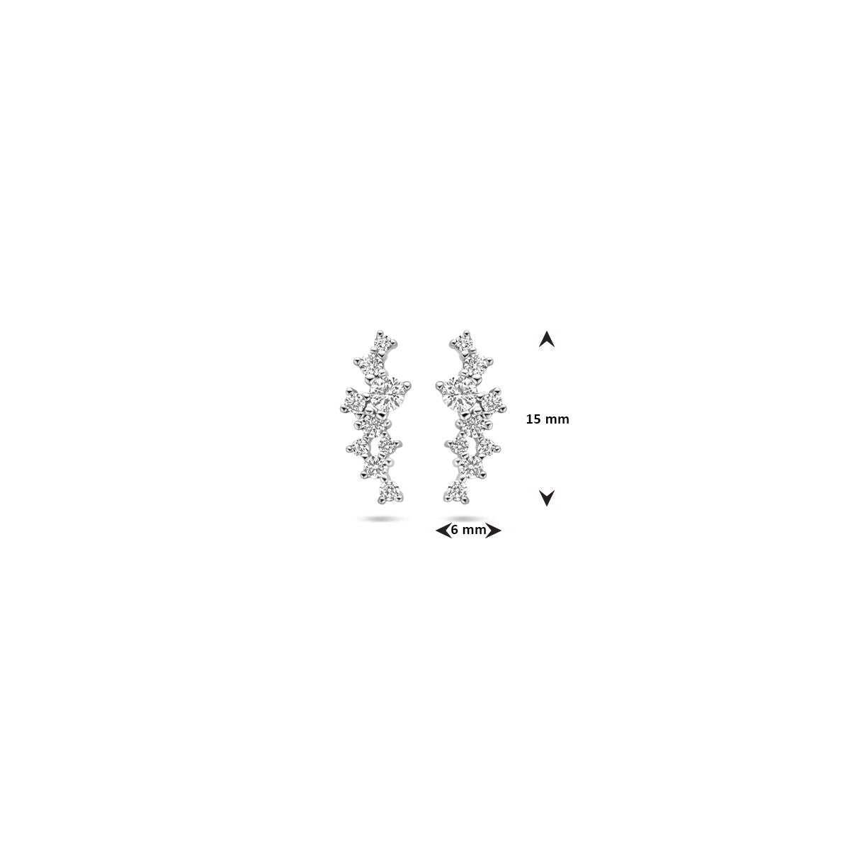 Ohrstecker Zirkonia 15 mm rhodiniertes Silber
