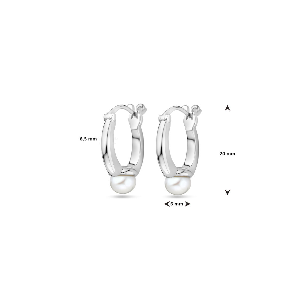 Ohrringe Perle 20 mm Silber rhodiniert