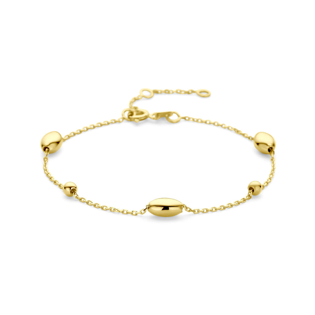 Armband Ovale und Kugeln 16 - 17,5 - 19 cm 14K Gelbgold