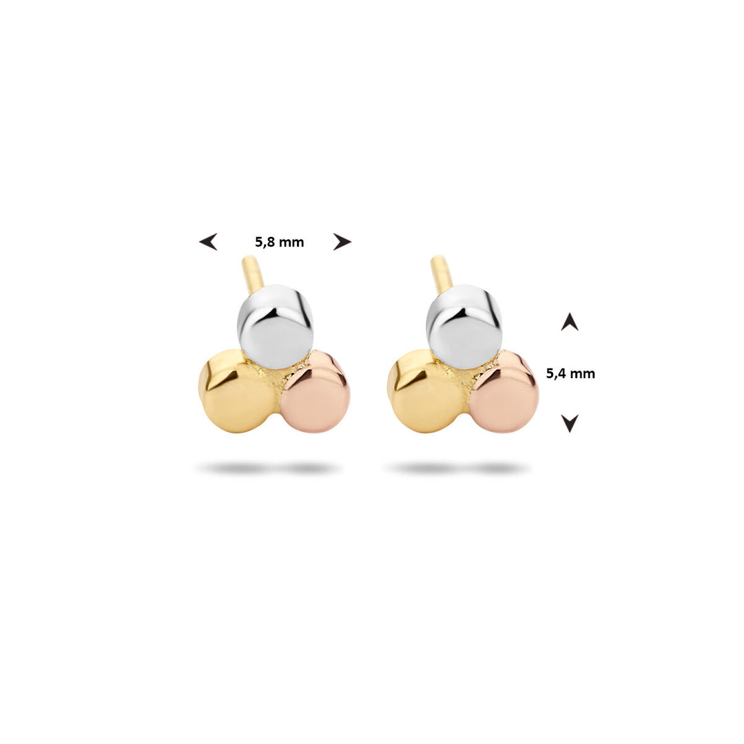 Ohrstecker rund dreifarbig 14K dreifarbiges Gold