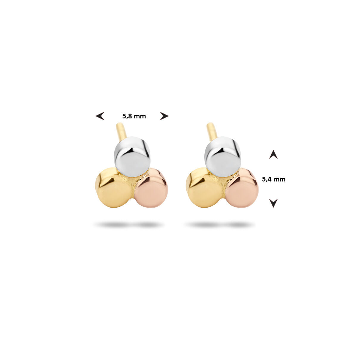 Ohrstecker rund dreifarbig 14K dreifarbiges Gold