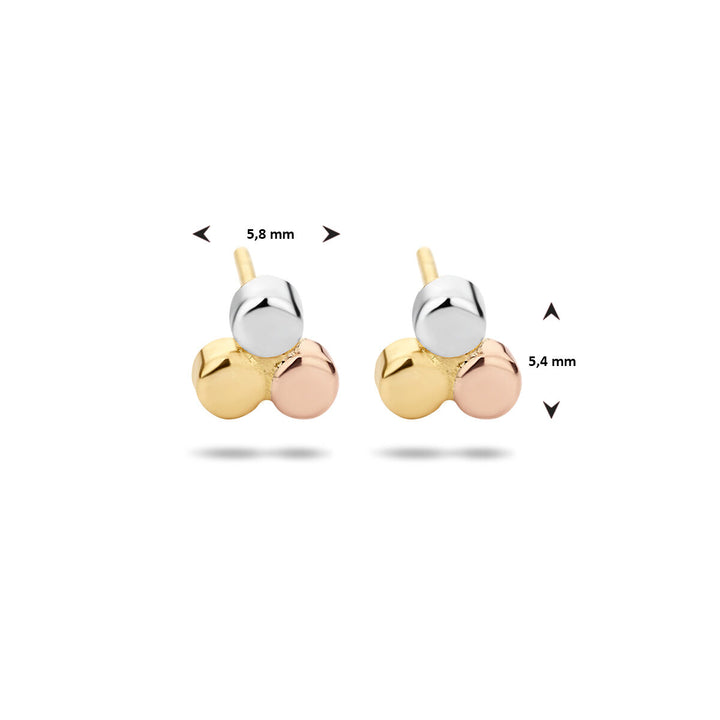 Ohrstecker rund dreifarbig 14K dreifarbiges Gold