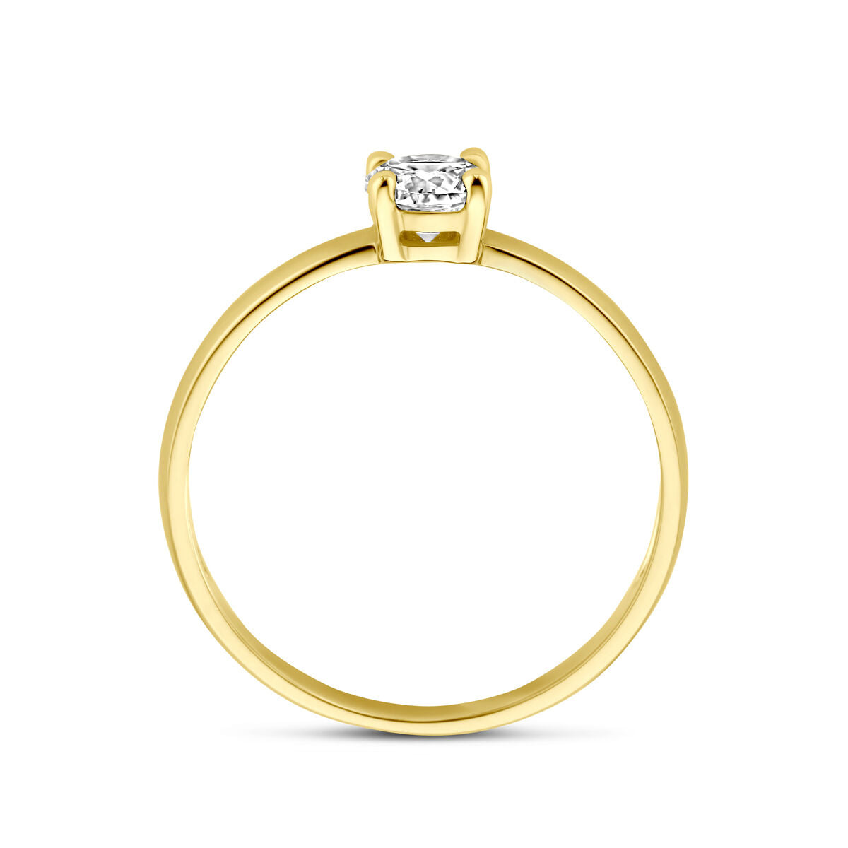 Ring aus 14K Gelbgold mit einem Zirkonia im oberen Teil