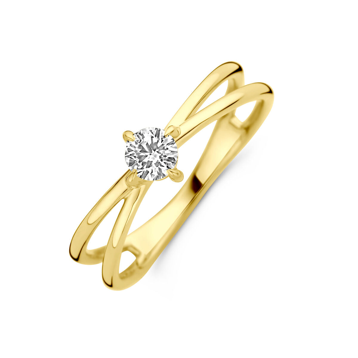 Ring aus 14K Gelbgold mit lab-grown Diamant von 0,25 ct in runder Form