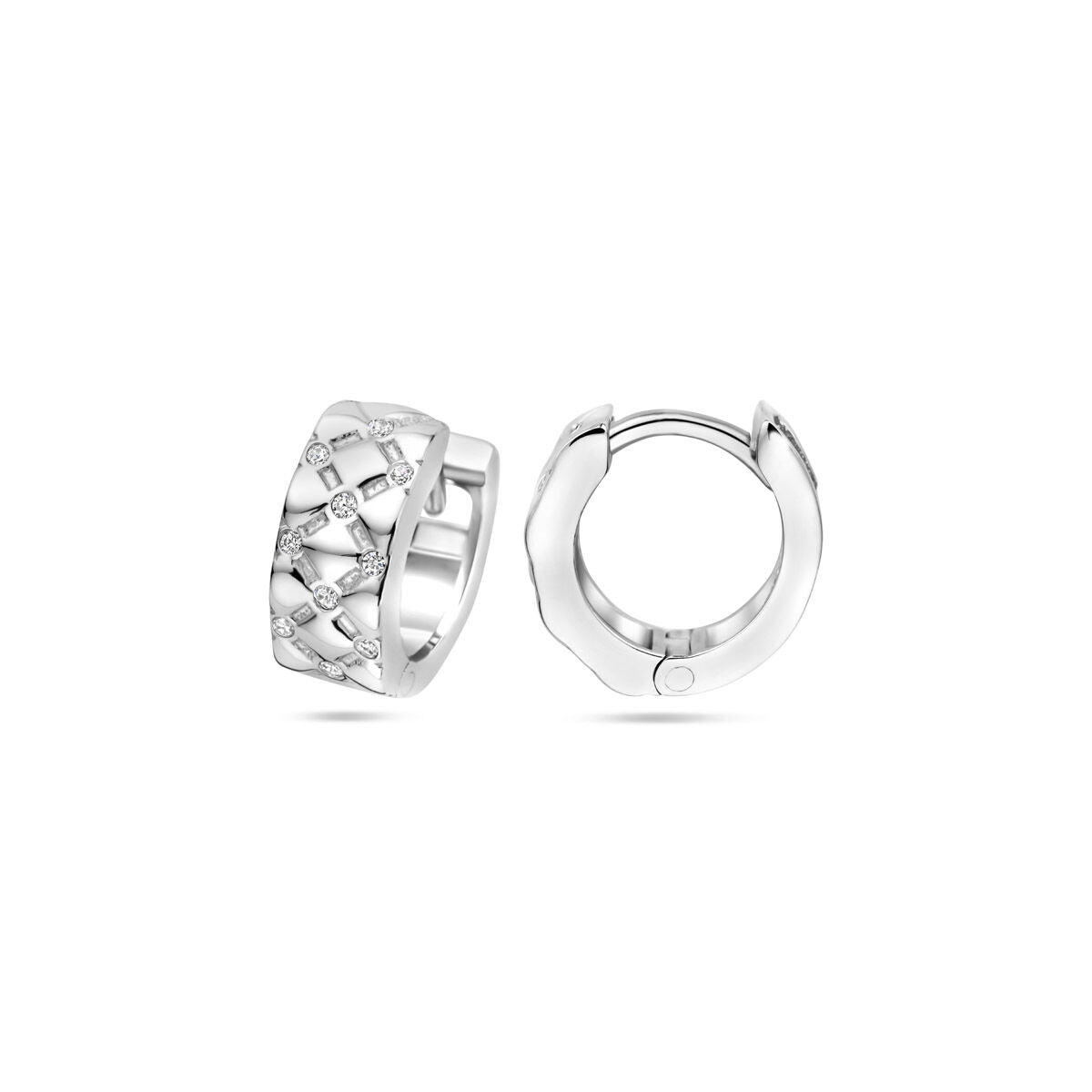 Klappcreolen Zirkonia 13 mm Silber rhodiniert