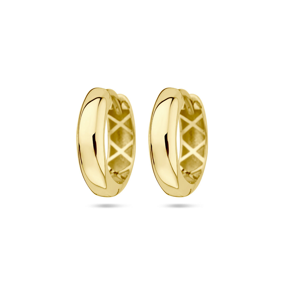 Klapp-Ohrringe aus 14K Gelbgold mit halbrunder Form und 4,0 mm Breite