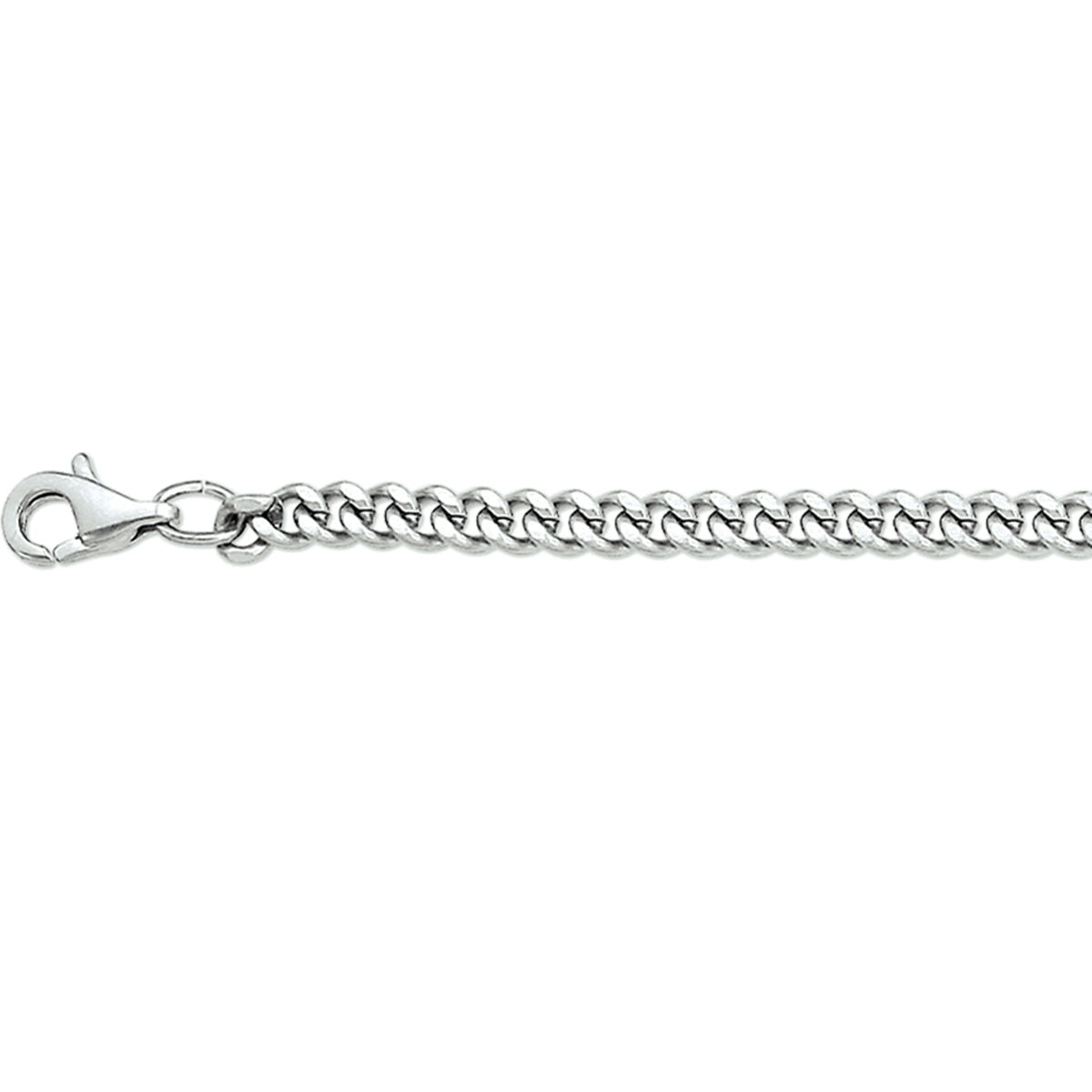 Collier aus Edelstahl mit geschliffener Gourmette, 4,3 mm breit, mit Karabinerverschluss