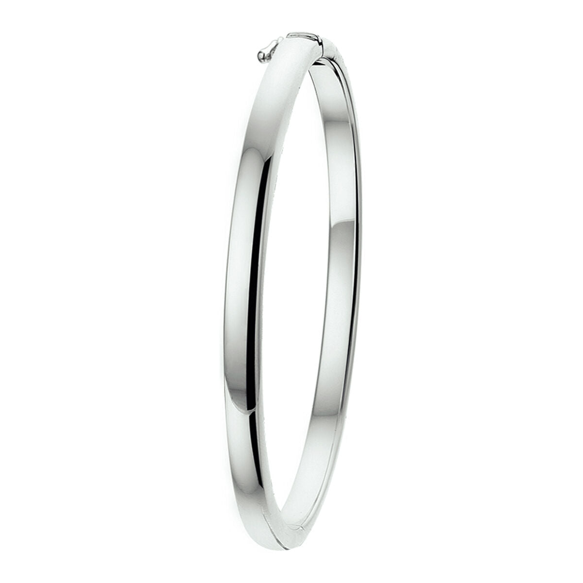Bangle mit 4 mm breitem, gewölbtem Rohr in rhodiniertem Silber