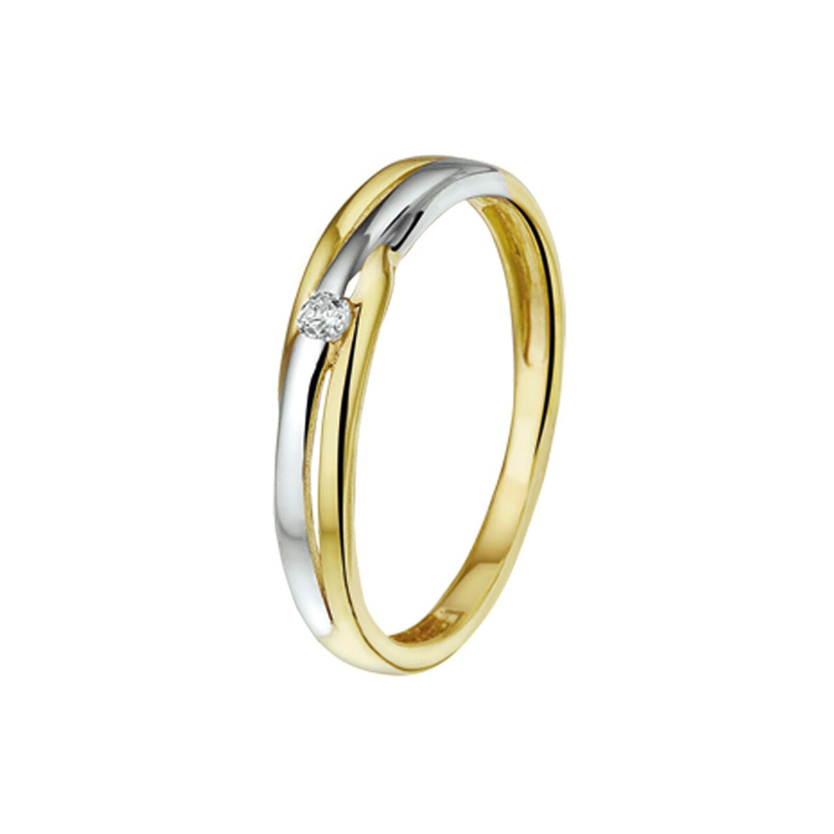Ring Zirkonia 14K Bicolor Gold Gelb/Weiß
