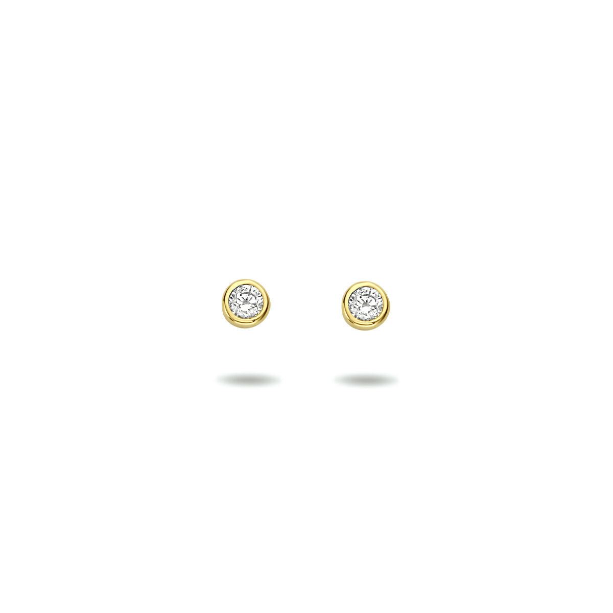 Ohrstecker aus 14K Gelbgold mit Zirkonia-Steinen in runder Form