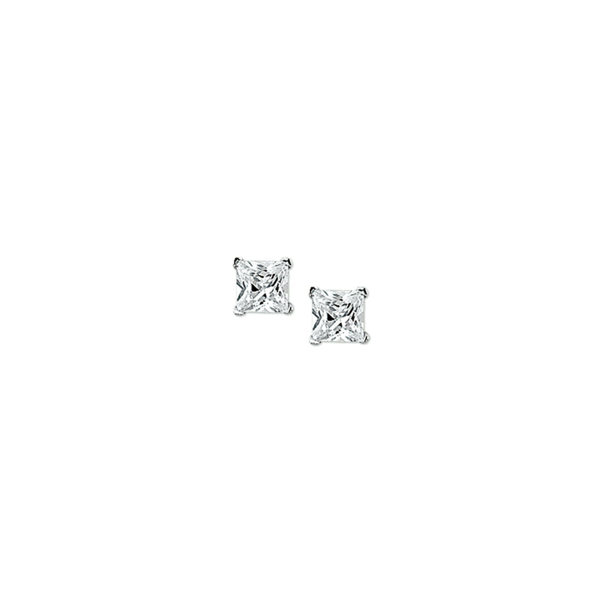 Ohrstecker aus rhodiniertem Silber mit klaren Zirkonia-Steinen in quadratischer Form