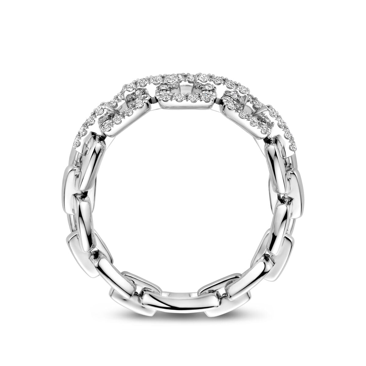Ring flexible Glieder und Diamant 0,24ct SI 14K Weißgold