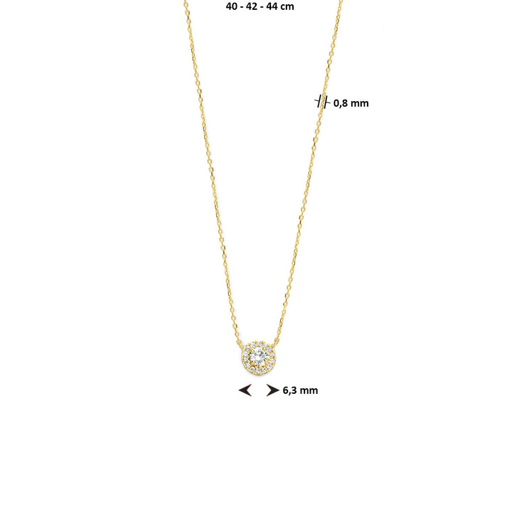 Zirkonia-Halskette 40 - 42 - 44 cm Halo 14K Gelbgold