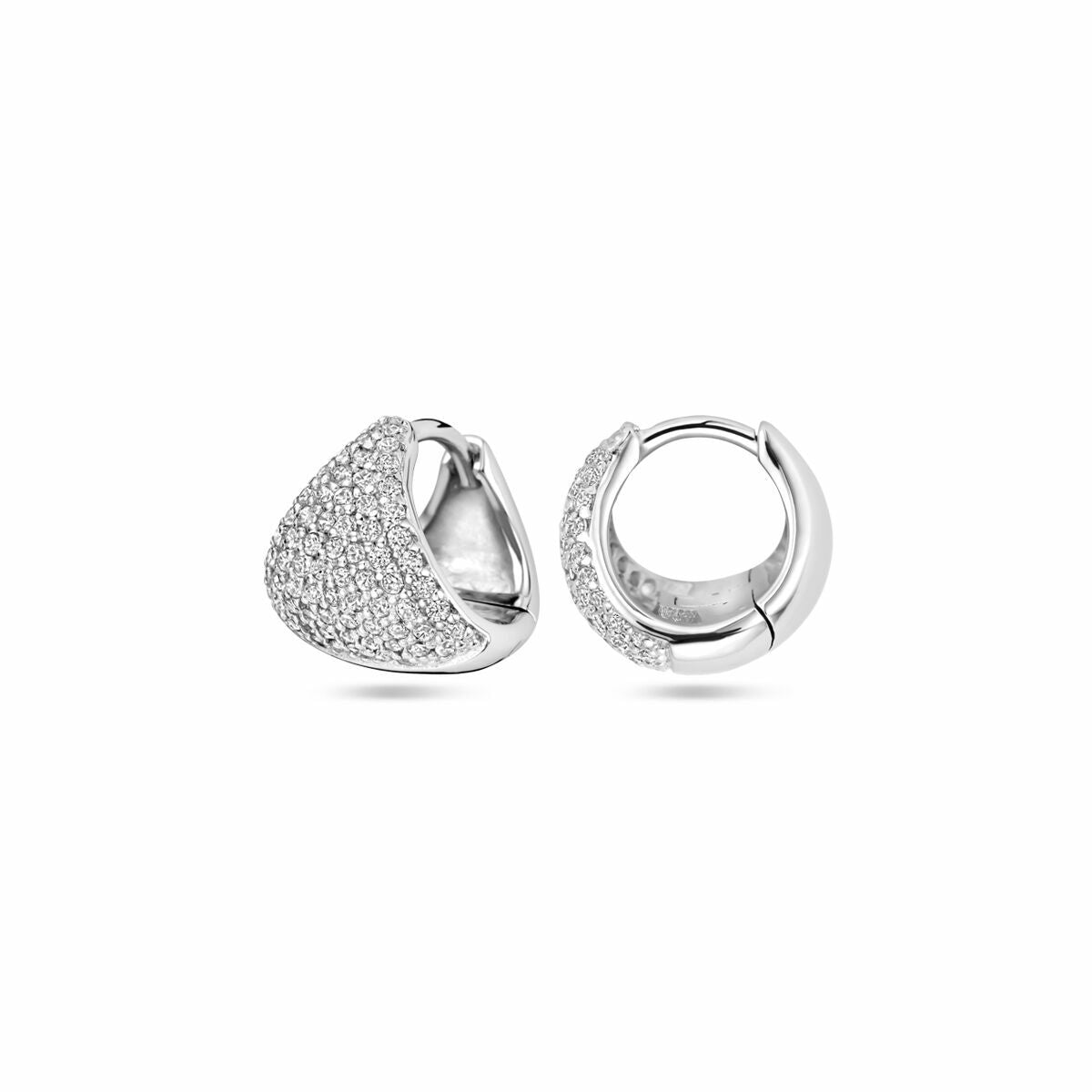 Klappohrringe Zirkonia 11 mm Silber rhodiniert