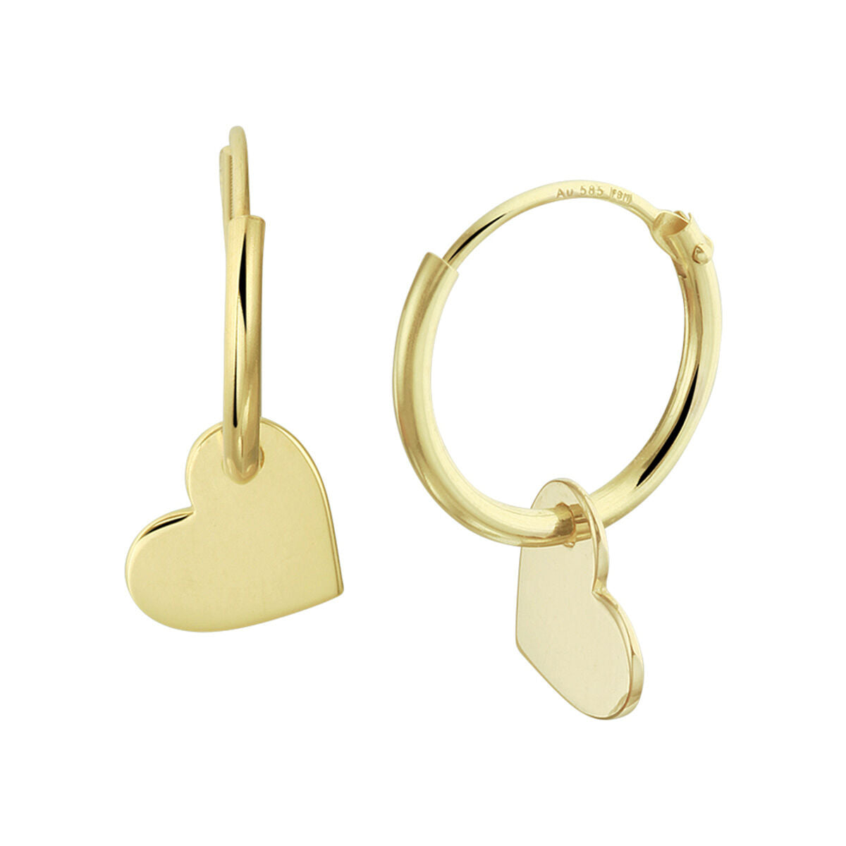Klapp-Ohrringe aus 14K Gelbgold mit herzförmigem Anhänger