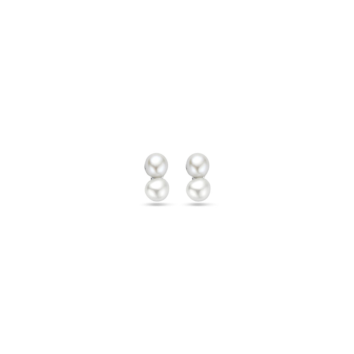 Ohrstecker mit zwei 5,5 mm großen Perlen und rhodiniertem Silber