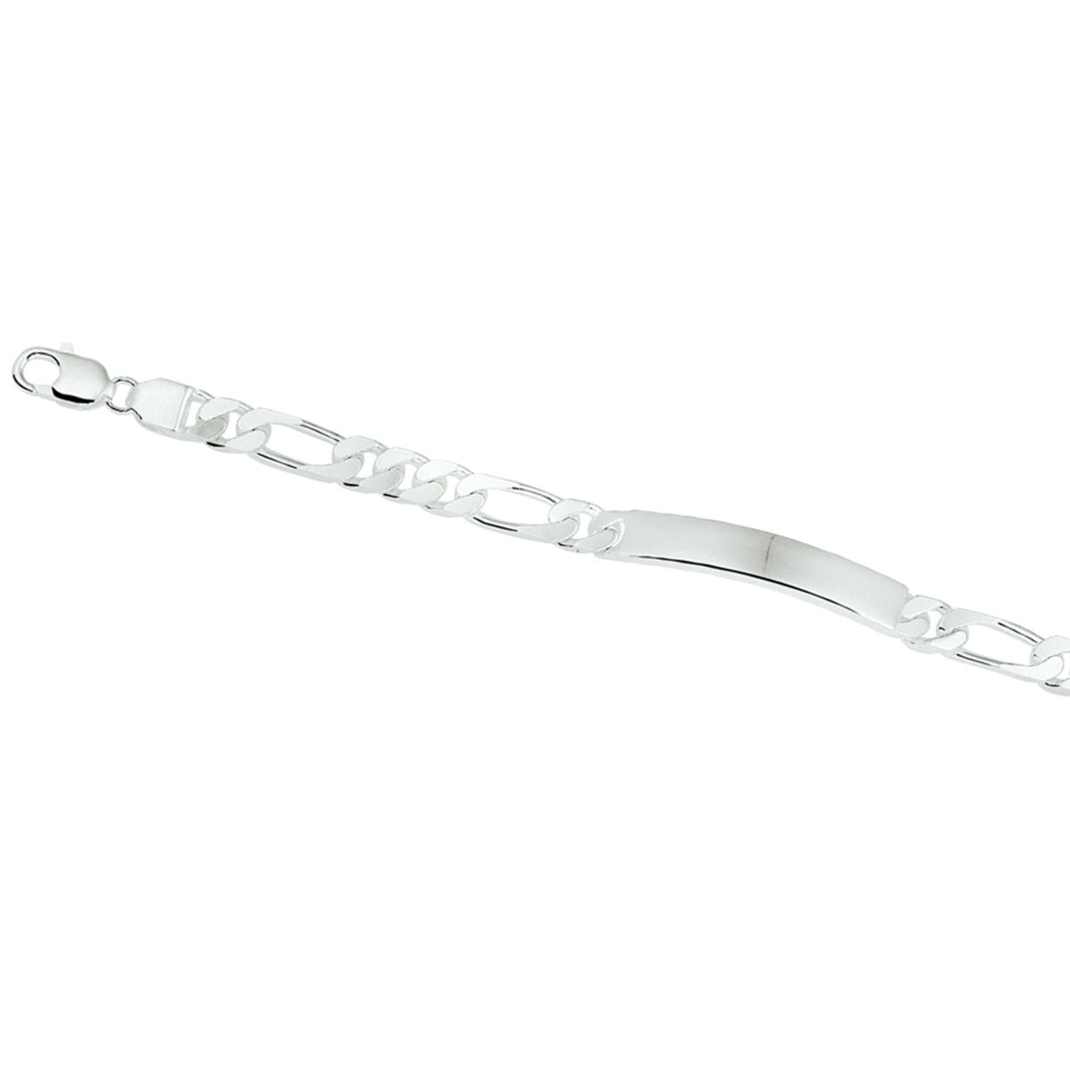 De Van der Kooij Collectie graveerarmband figaro plaat 7,6 mm 20 cm in zilver wit is een unisex armband met stevige karabijnsluiting en gladde identificatieplaat, perfect voor tijdloze stijl met een persoonlijke touch.