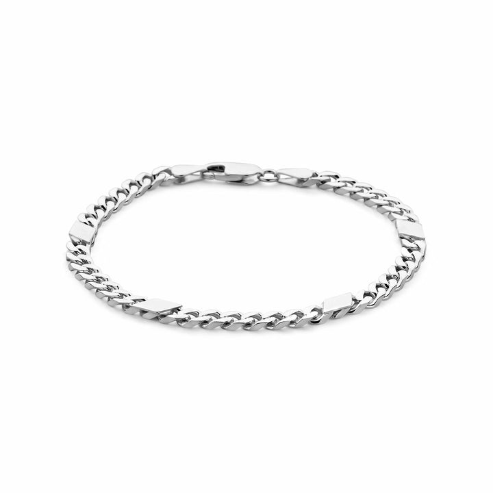Armband Gourmette mit Abstandshalter 5,1 mm 21 cm 6-seitig geschliffen silberweiß